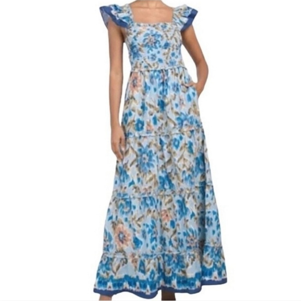 House of Harlow Blue Floral Dress Size Small Zoey Ruffled
